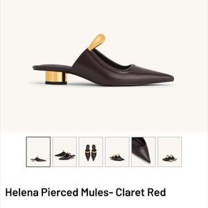 NWT JW PEI Claret Red Mules with Gold Heel